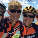 Karen Ingram with fellow cyclists at the Ride to Conquer Cancer
