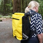 maggie wearing the interior of craft cadence cycling backpack 1