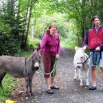 Miniature donkeys, Frosty and Lola, protect their owners from deer, cougars and bears - and enjoy taking a stroll on the Galloping Goose Trail!