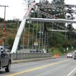 This photo shows the "bike route" as one cycles into Sooke, on Vancouver Island. There is nothing but a narrow sidewalk, endangering cyclists and pedestrians. To read more about the perils of cycling in Sooke, click on the photo